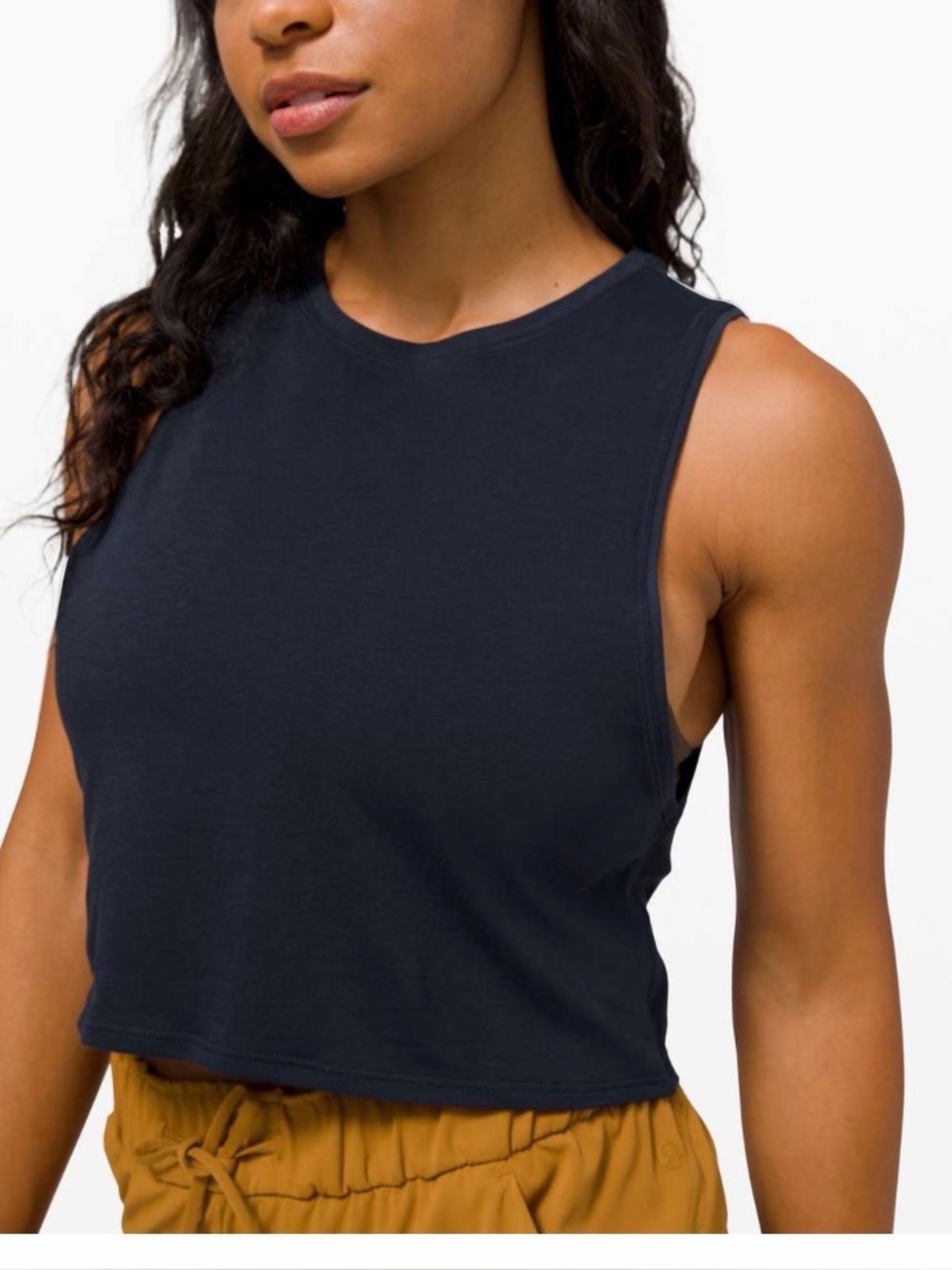Lululemon Cut Back Crop Navy Tank Top Size M